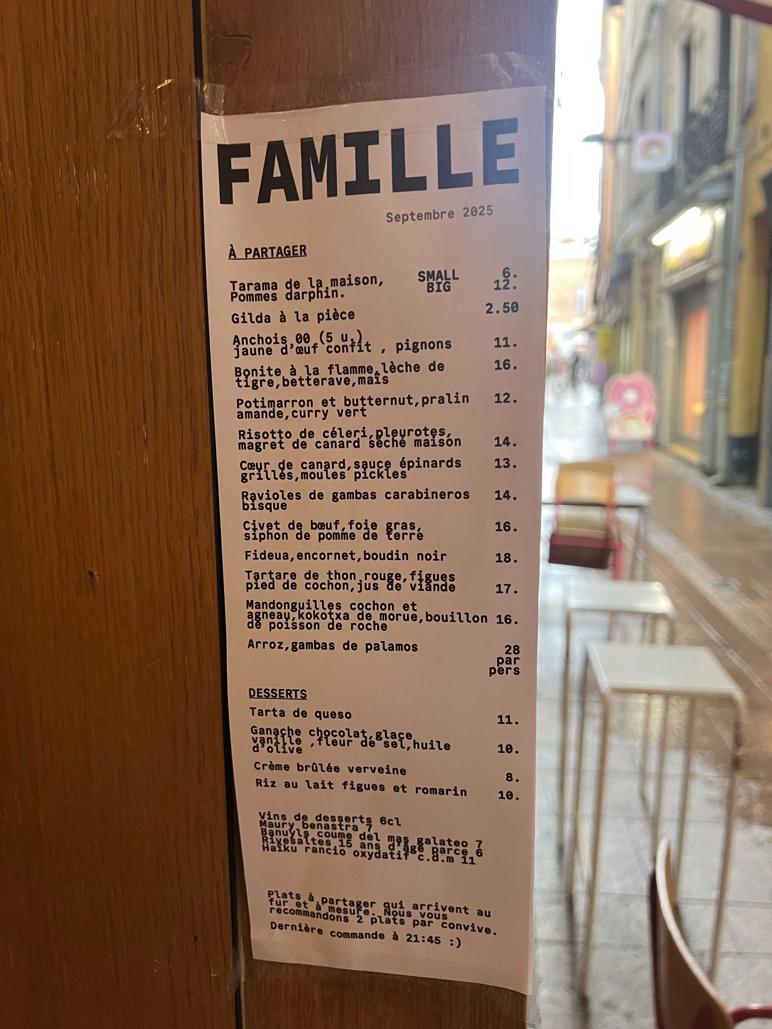 La Famille Perpignan Restaurant Menu.JPG