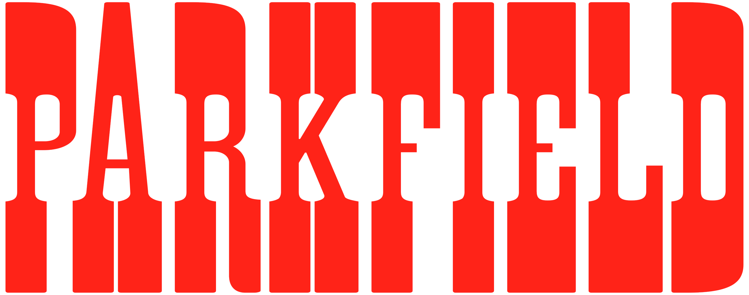 Text reading 'PARKFIELD' in large red letters.