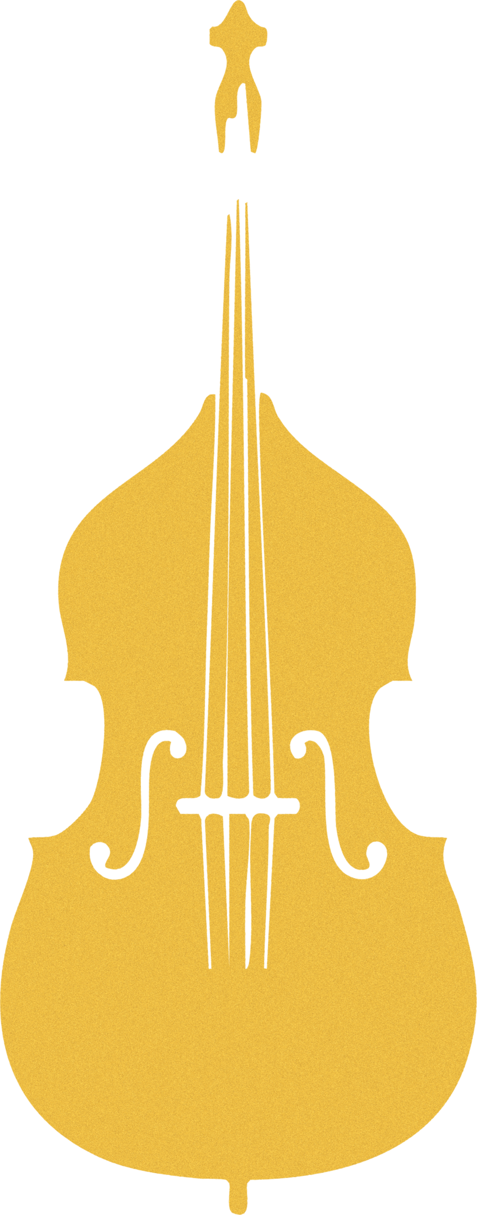 Stylized illustration of a yellow double bass with a transparent background for the Parkfield Bluegrass Festival