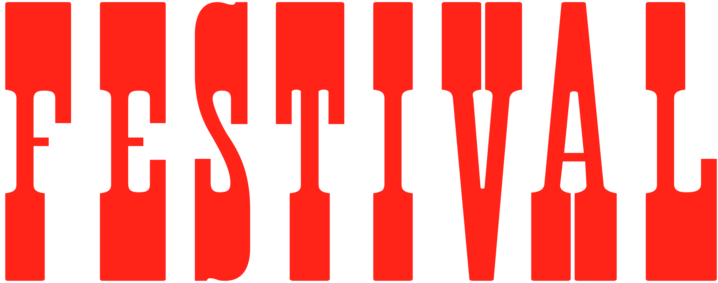 The word 'FESTIVAL' in large red capital letters with transparent background.