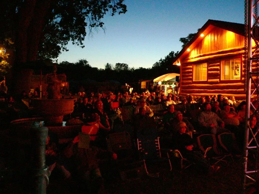 Audience members at the Parkfield Bluegrass Festival in the evening.