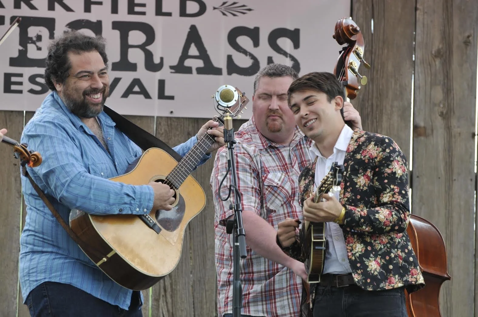 The Jeff Scroggins Band performing on the main stage during the Parkfield Bluegrass Festival