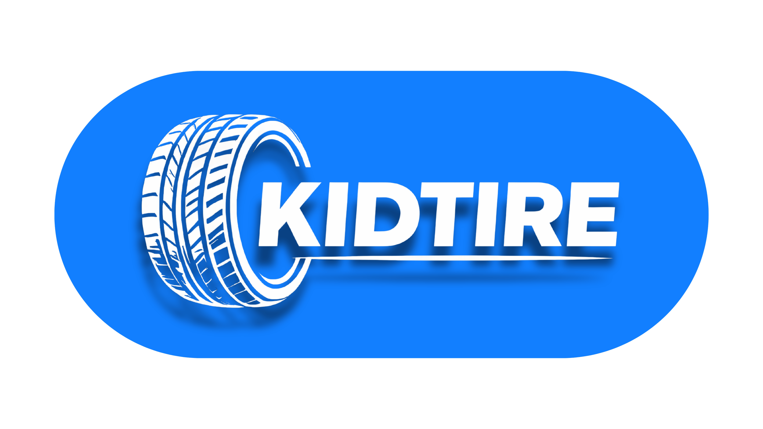 Blue oval logo with white stylized tire graphic and the word 'KIDTIRE' in bold white letters.