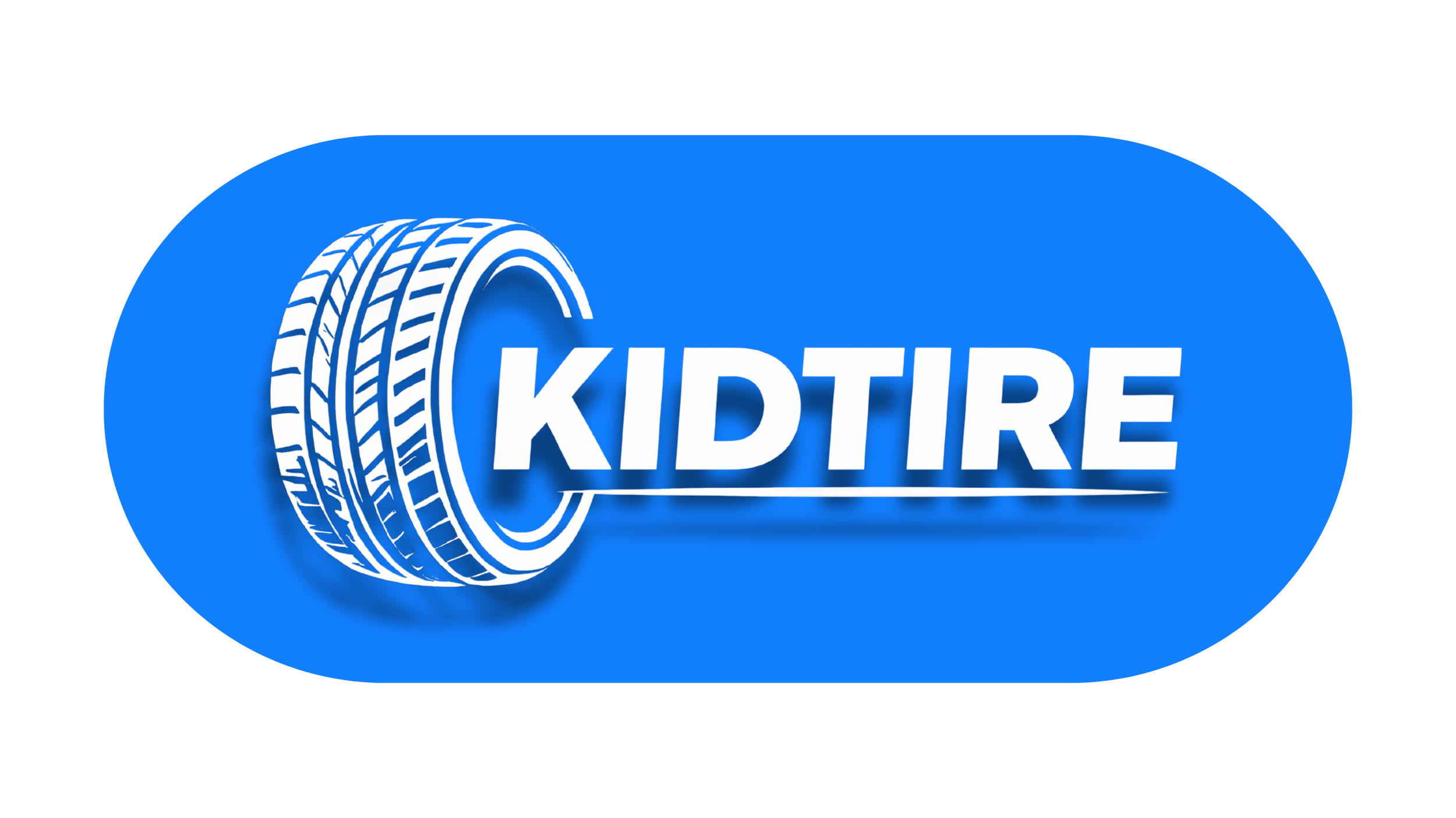 KIDTIRE logo featuring a blue oval background, a stylized white tire graphic, and the word KIDTIRE in bold white capital letters.