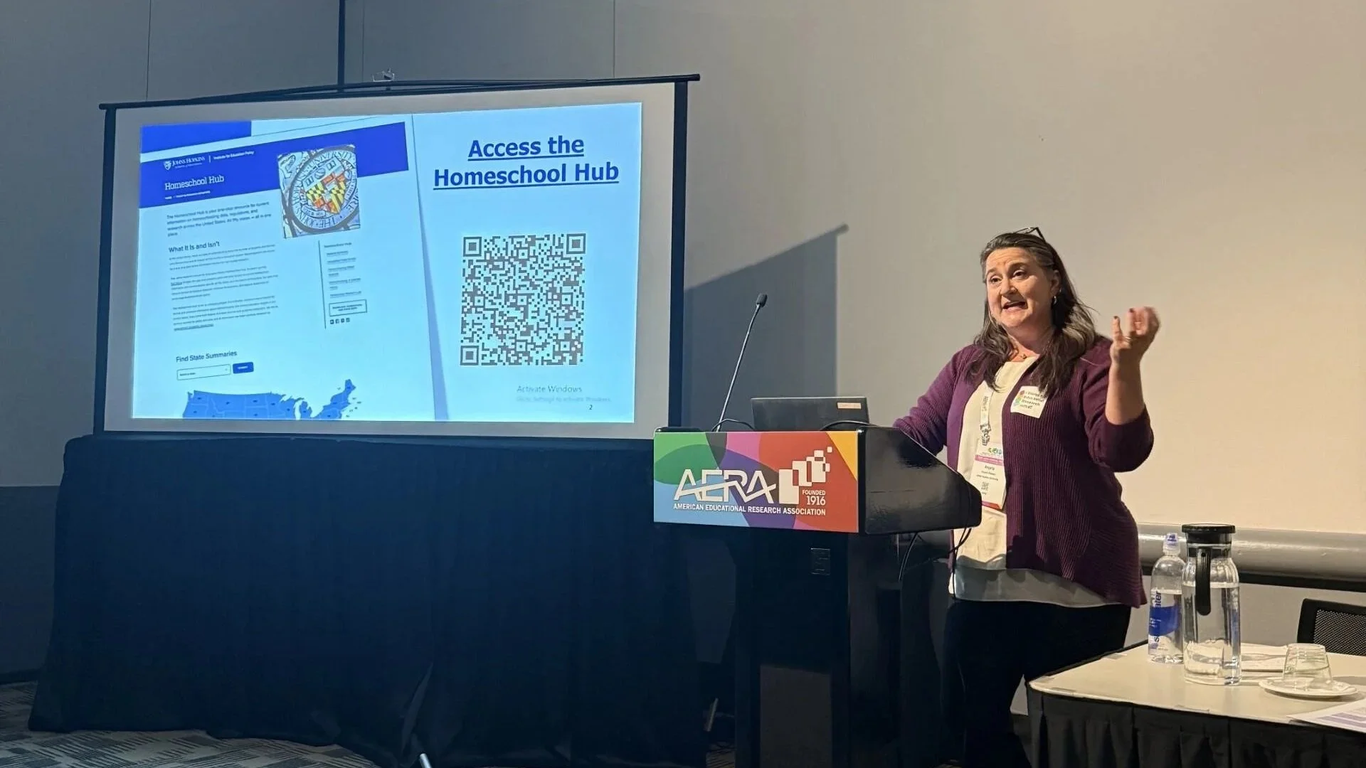 Angela R. Watson giving a presentation at AERA.
