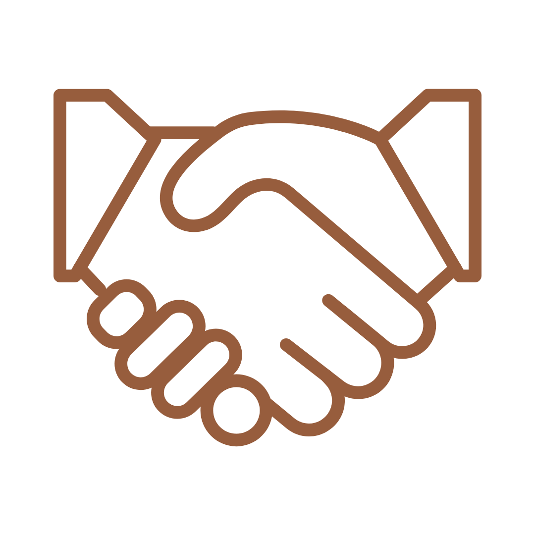 Icon of two brown hands shaking.