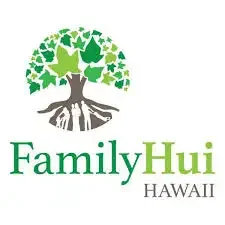 Logo for Family Hui Hawaii featuring a tree with roots and the text 'Family Hui Hawaii'.