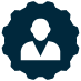 Icon of a user inside a gear, representing user settings or profile management.