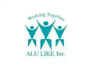 Logo of ALU LIKE, Inc. with three stylized people holding hands in teal, above the text 'Working Together' and below 'ALU LIKE, Inc.'