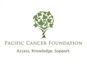 The logo of the Pacific Cancer Foundation featuring a green tree made of interconnected puzzle pieces, with the foundation's name and the tagline 'Access. Knowledge. Support.' underneath.