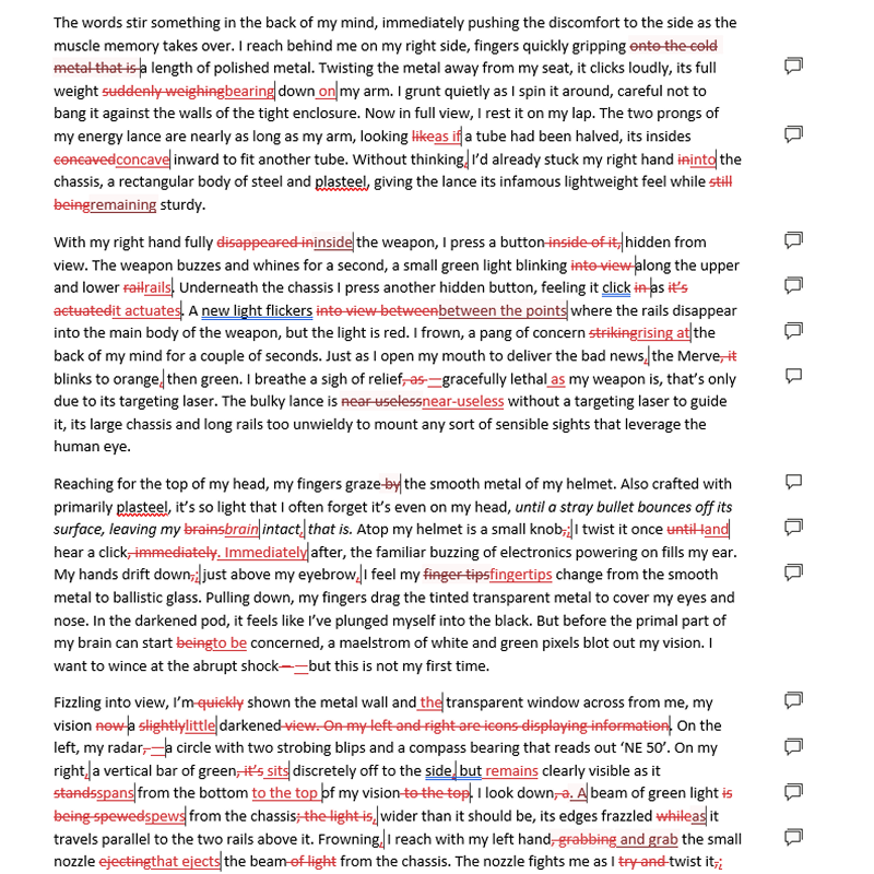 A sample of a client manuscript with edits.