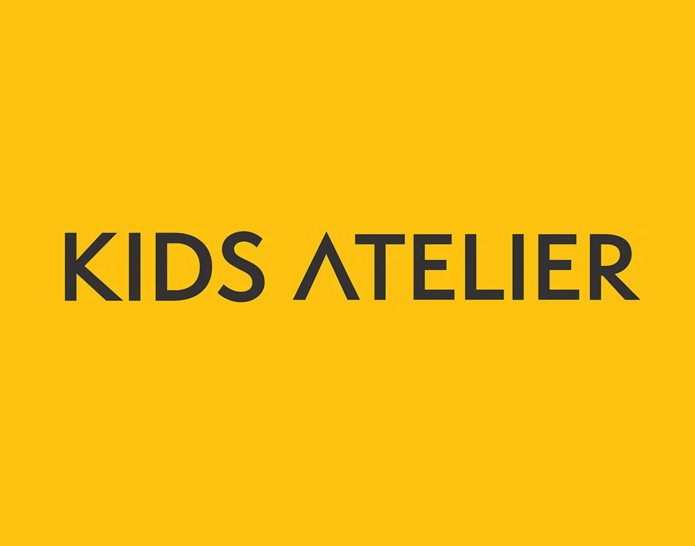 Yellow background with black text reading 'KIDS ATELIER'