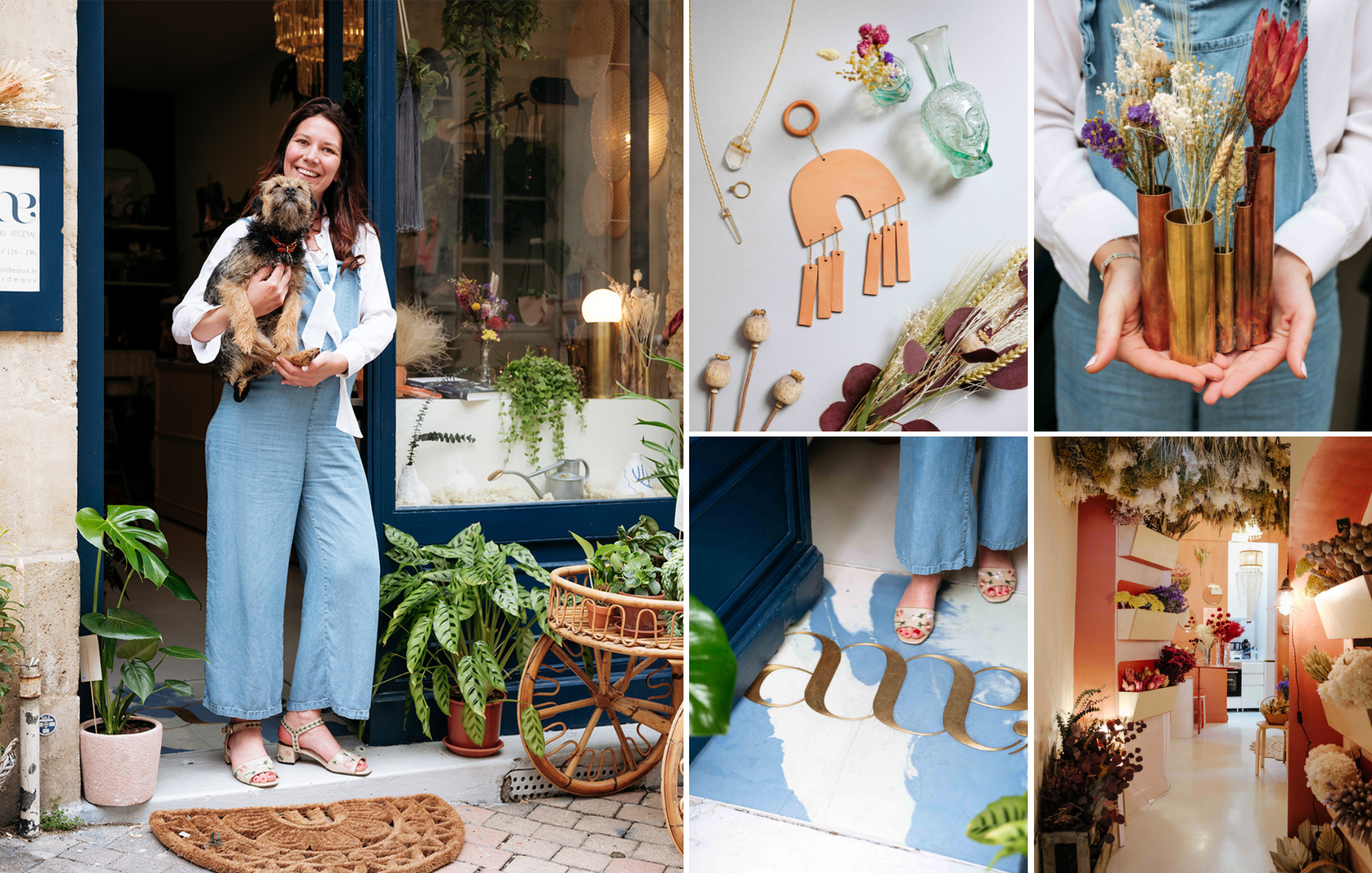 Reportage photo réalisé dans un concept store de créateurs : portraits, objets artisanaux, compositions florales et vues de l’espace intérieur et extérieur de la boutique.