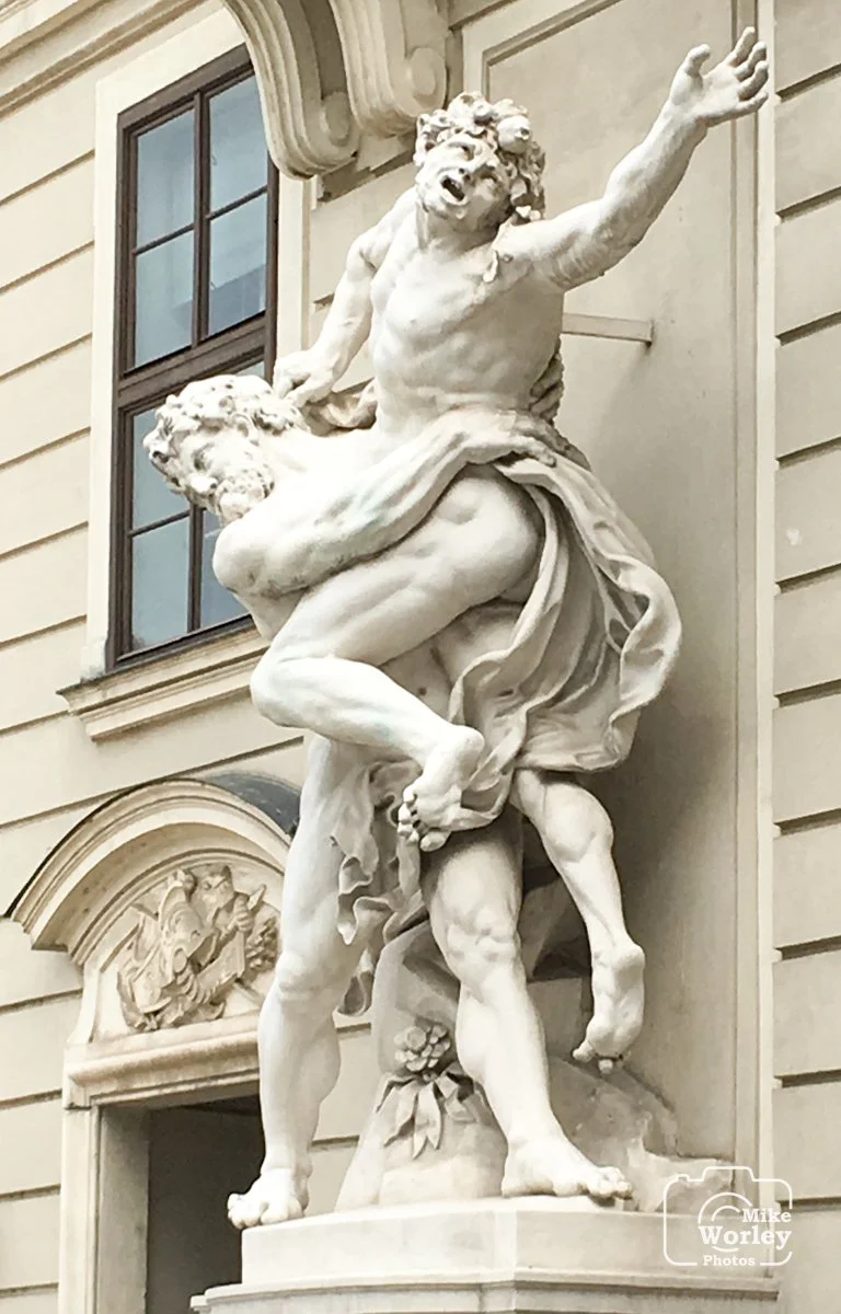 Classical statuary adorns many buildings in Vienna