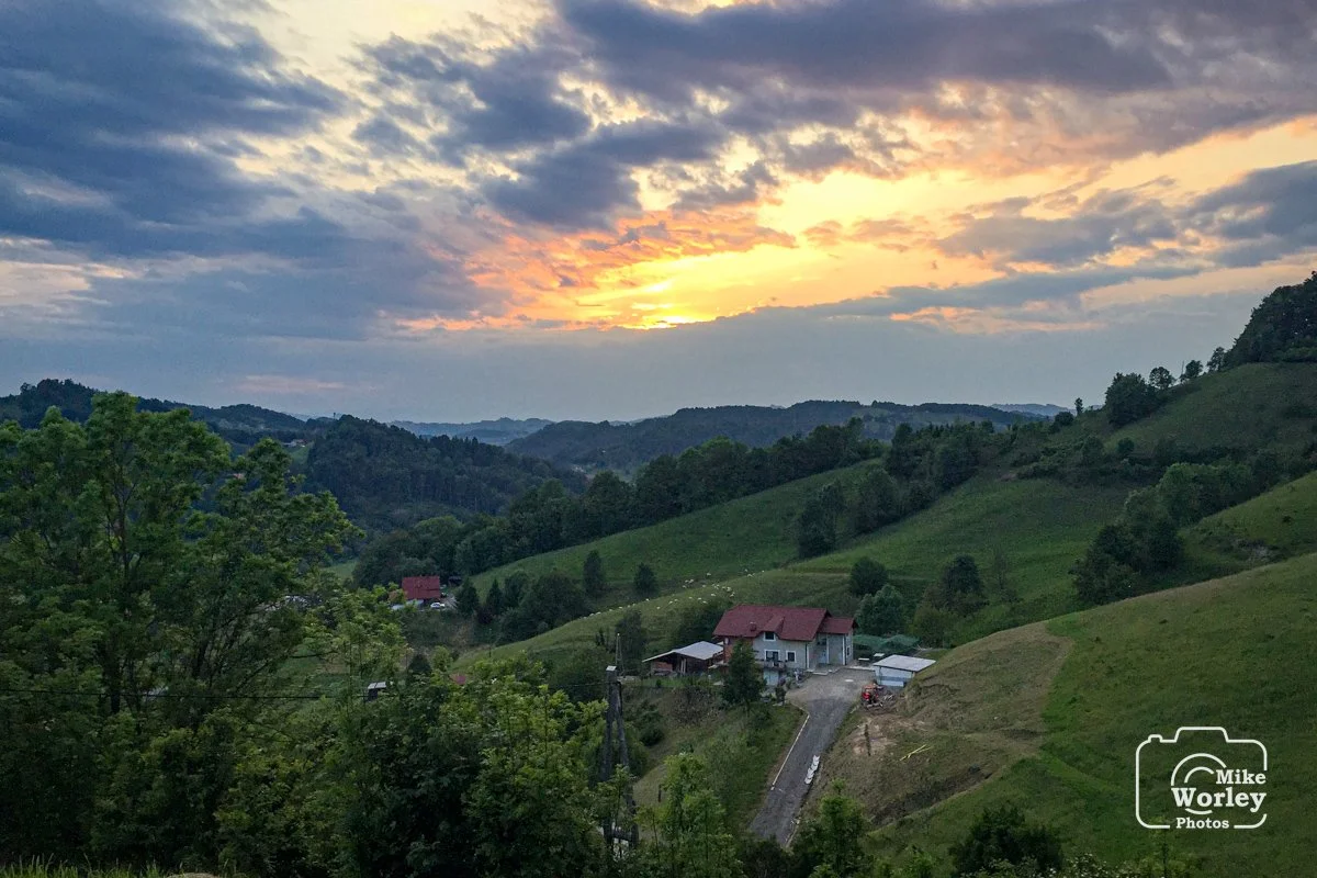 Sunset over the hills of Kungota, Slovenia