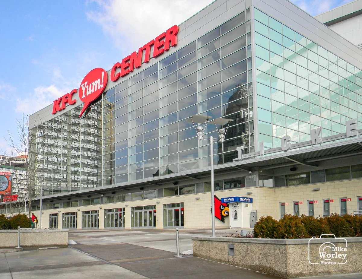 The KFC YUM! Center Arena in downtown Louisville, home of University of Louisville men's and women's basketball.