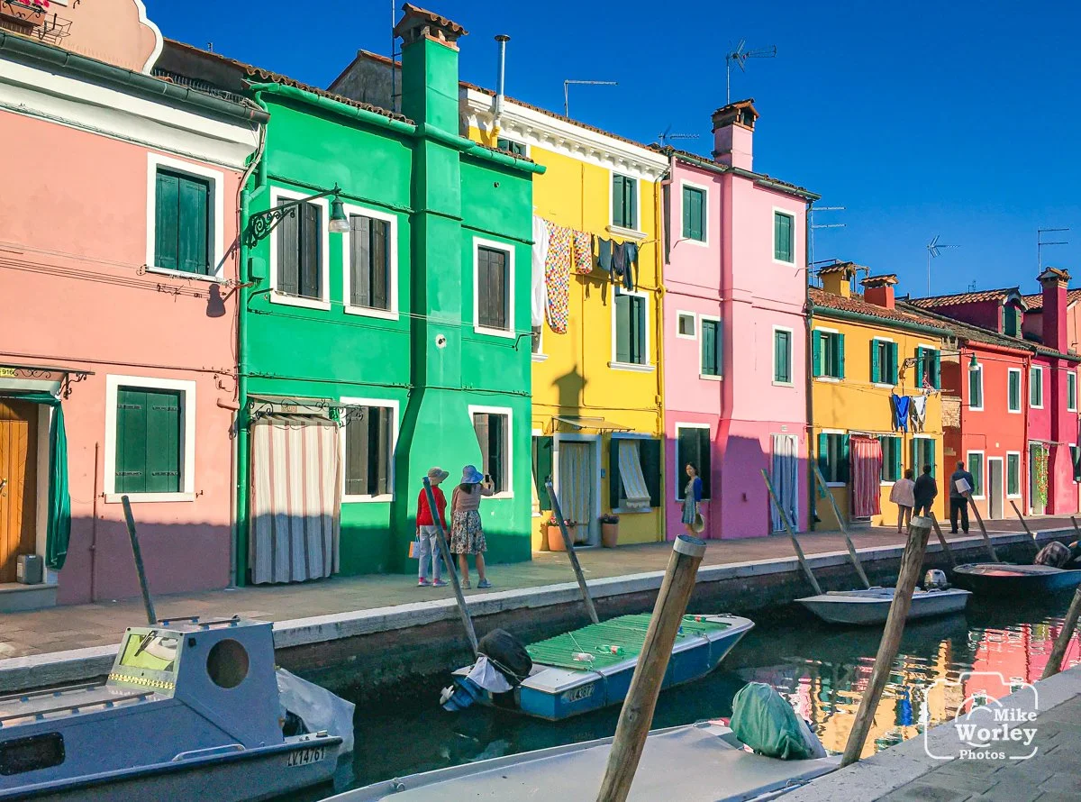 Colorfully painted houses on Burano Island, part of Venice, Italy