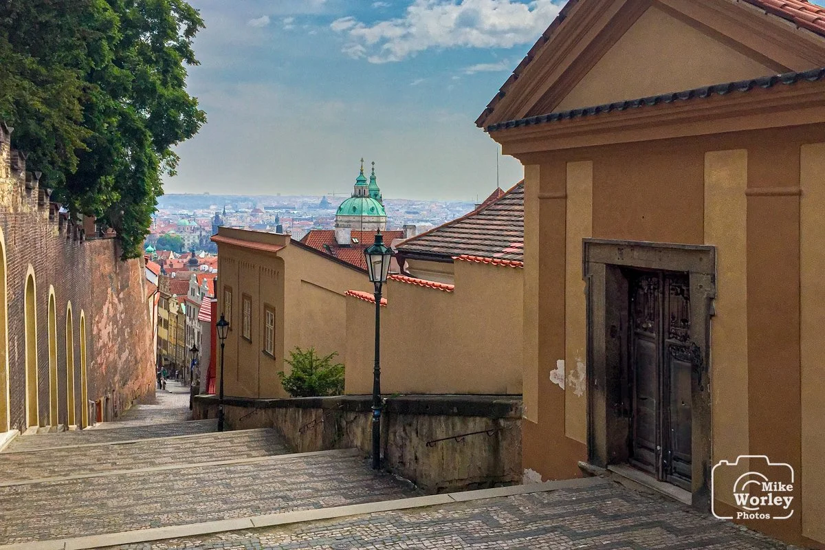 Stairs leading from the Cathedral and Palace center to the city center