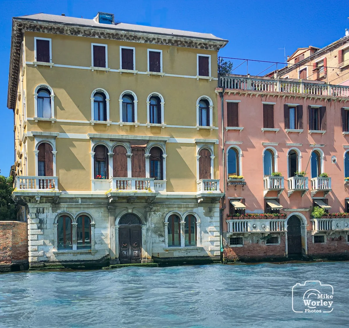 Homes with doors opening directly onto the Grand Canal in Venice, Italy