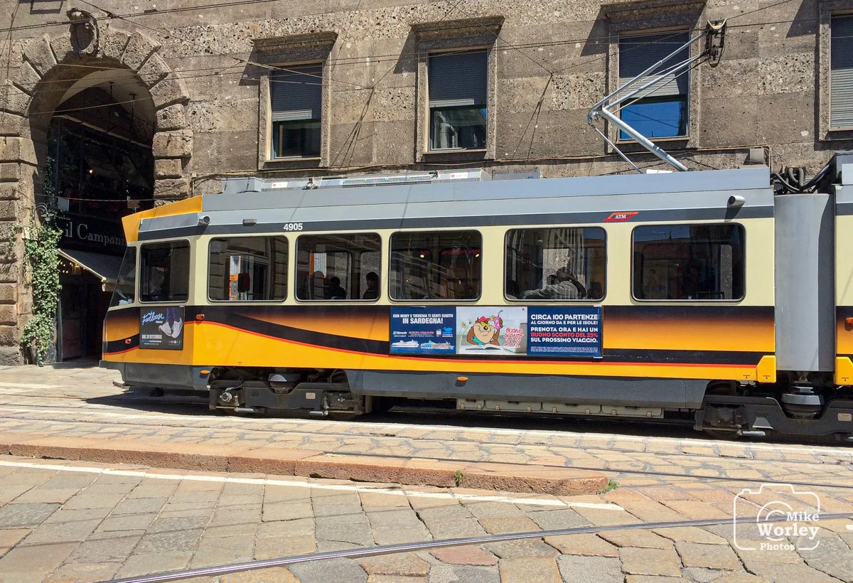 Electric street car in downtown Milan