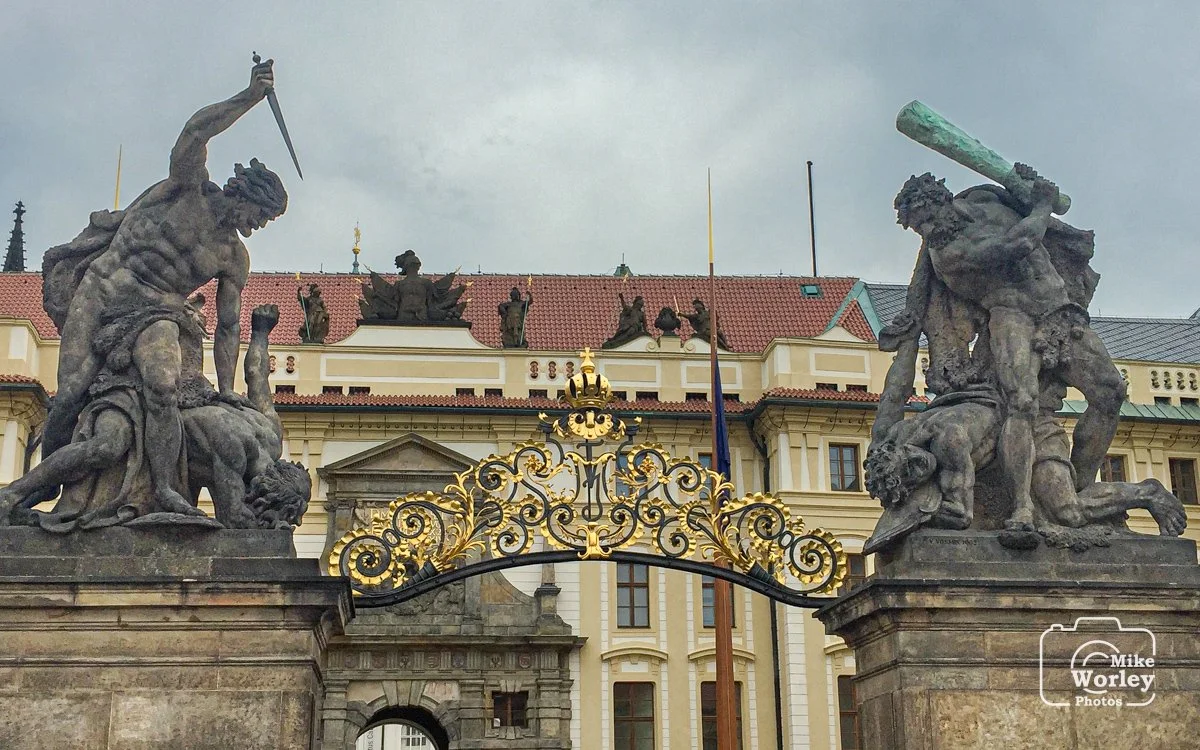 The gate to the courtyard of St. Vitus Cathedral and the Czech Palace