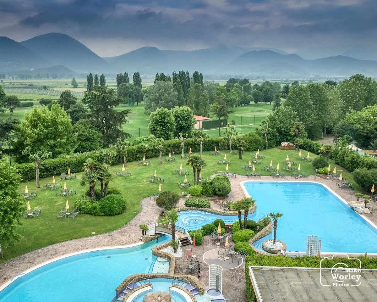 The hotel swimming pool at our hotel in Padua, Italy