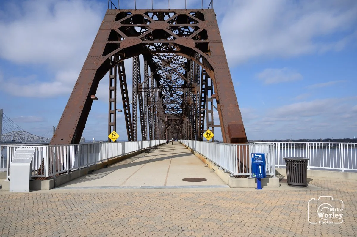 The Big Four bridge at the top of the access ramp on the Kentucky side of the bridge