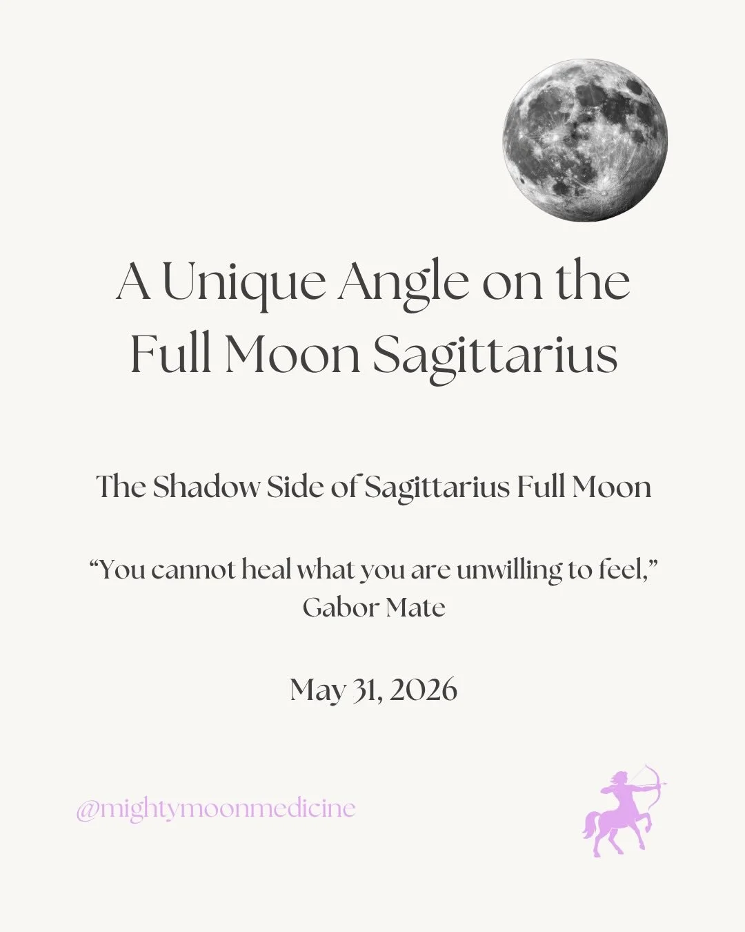 Full Moon in Sagittarius 

Let&rsquo;s explore the shadow side of Sagittarius for us to get the full picture of this lunation.

The arrow always pointed forward&hellip;.
The horizon always like the answer&hellip;.
The grass is always greener&hellip;.