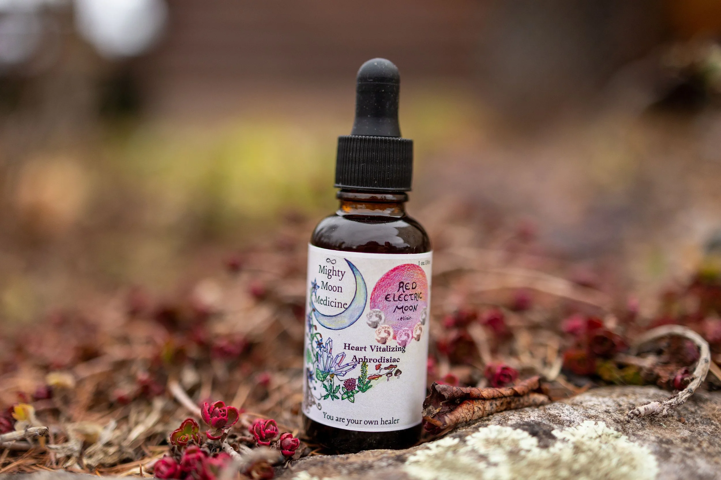 Heart vitalizing Aphrodisiac. Red Electric Moon elixir 2 oz.