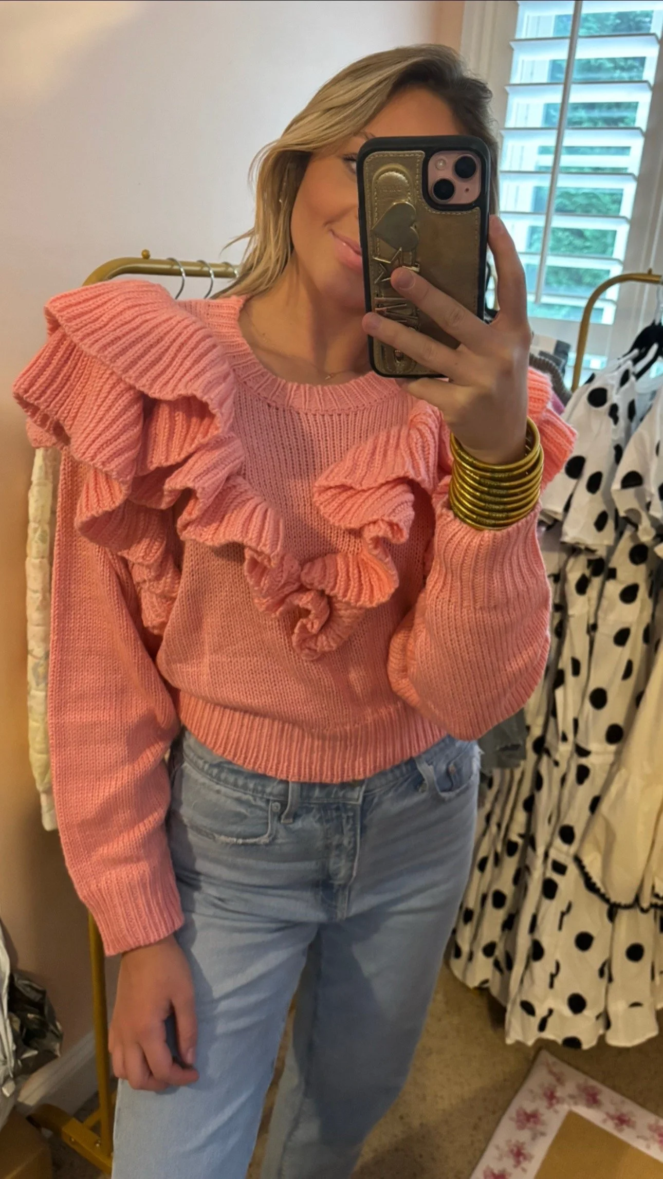 Ruffle pink sweater