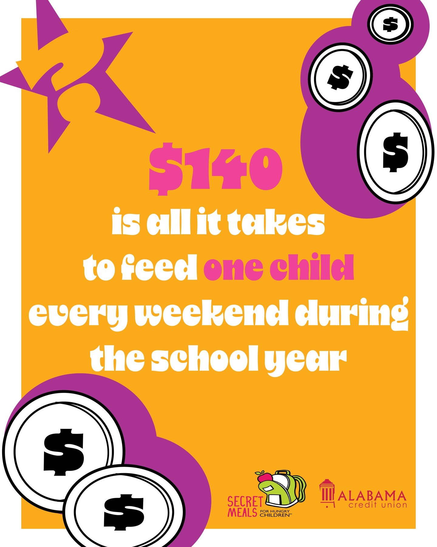 Every penny matters! Money raised will all be donated to feed hungry children every weekend of the school year. 📆 #bethechange🌎