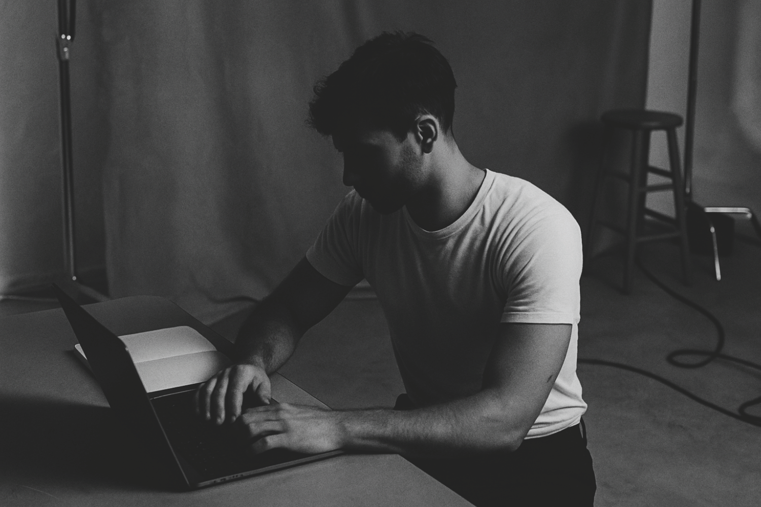 man working on laptop