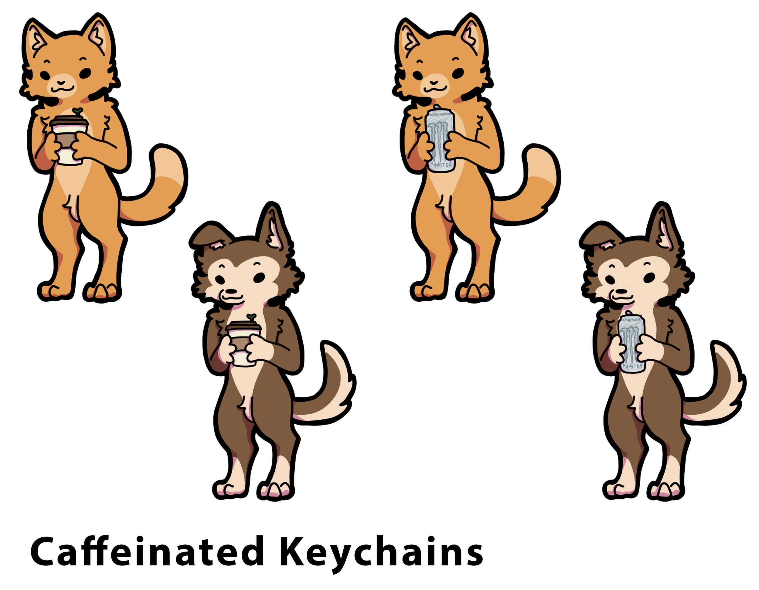 (Original) Caffeinated Critters Keychains
