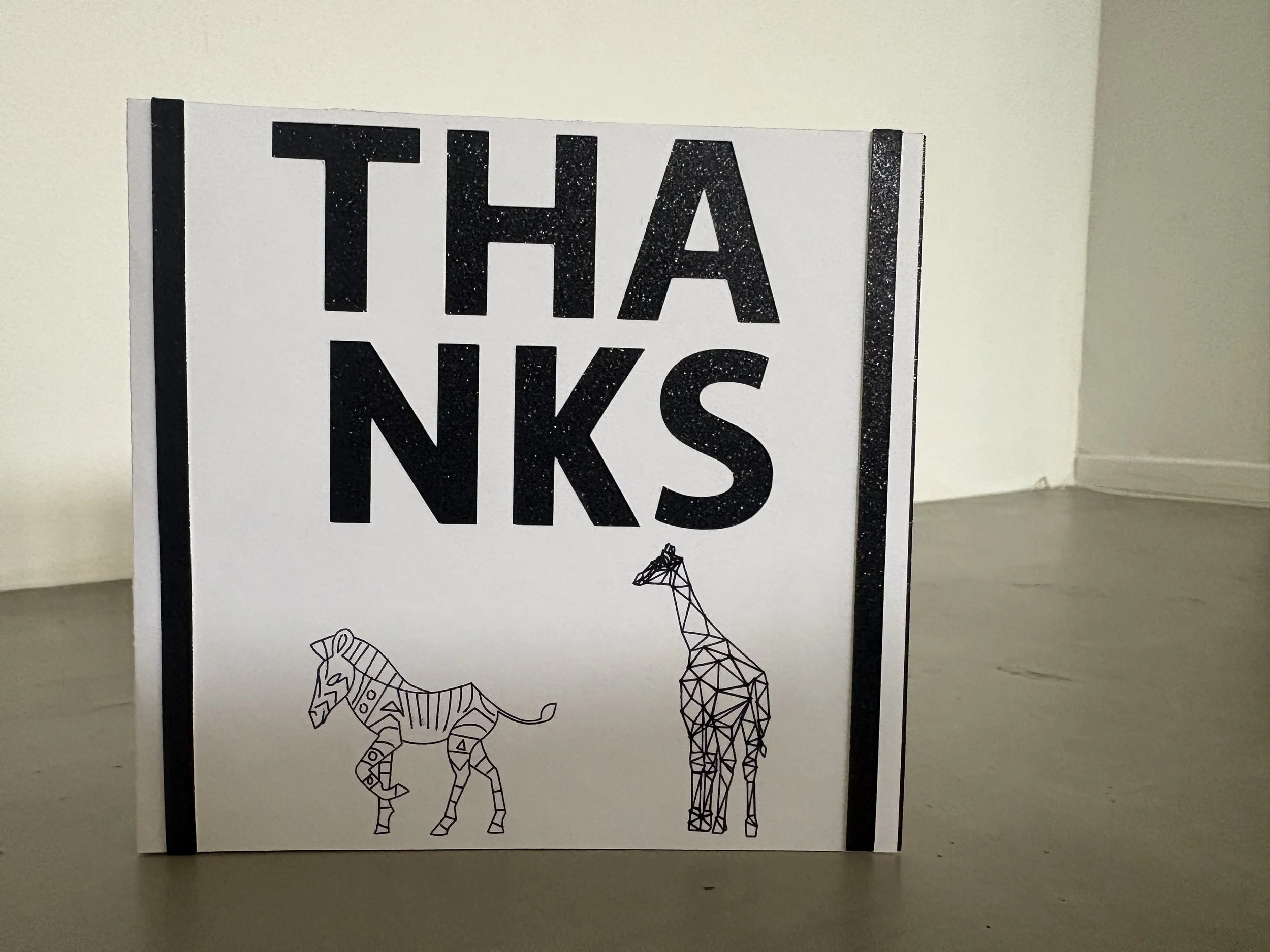 Giraffe Zebra Thank you card