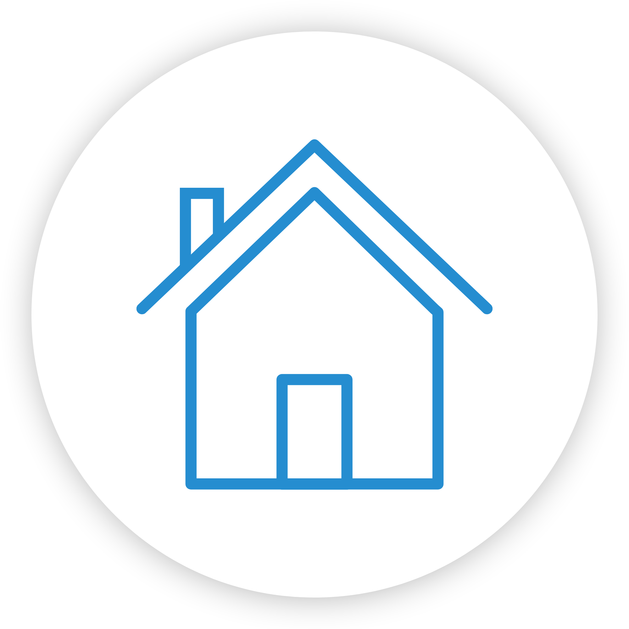 A blue house icon representing residential cleaning services