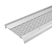 Metal gutter with perforated surface for drainage