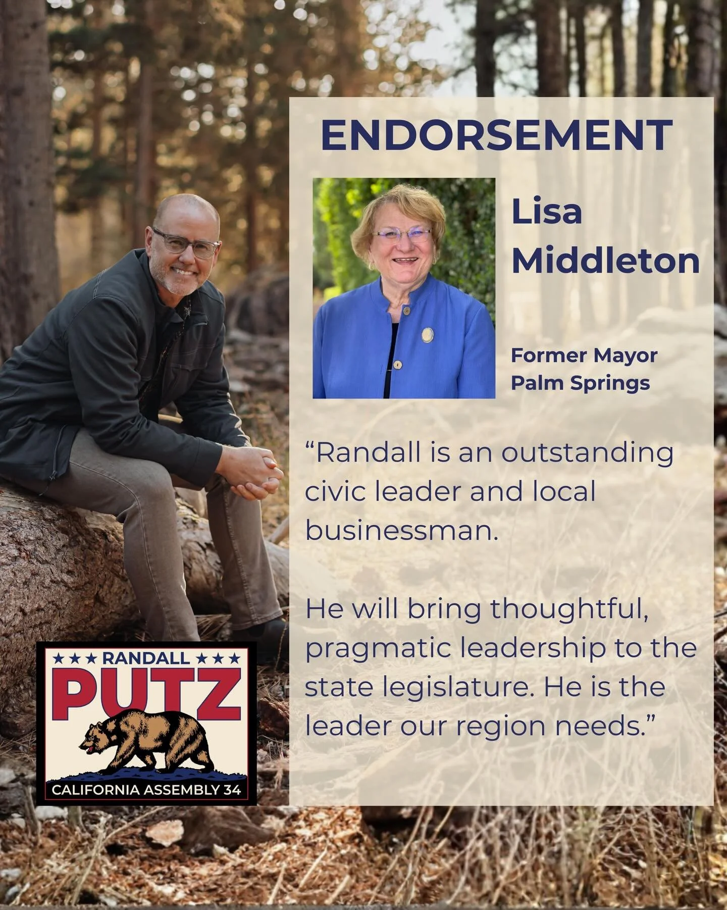 California&rsquo;s history is marked by leaders who broke new ground and inspire a push for needed change. I am honored by the endorsement of @lisamiddletonca, one of those very trailblazers!