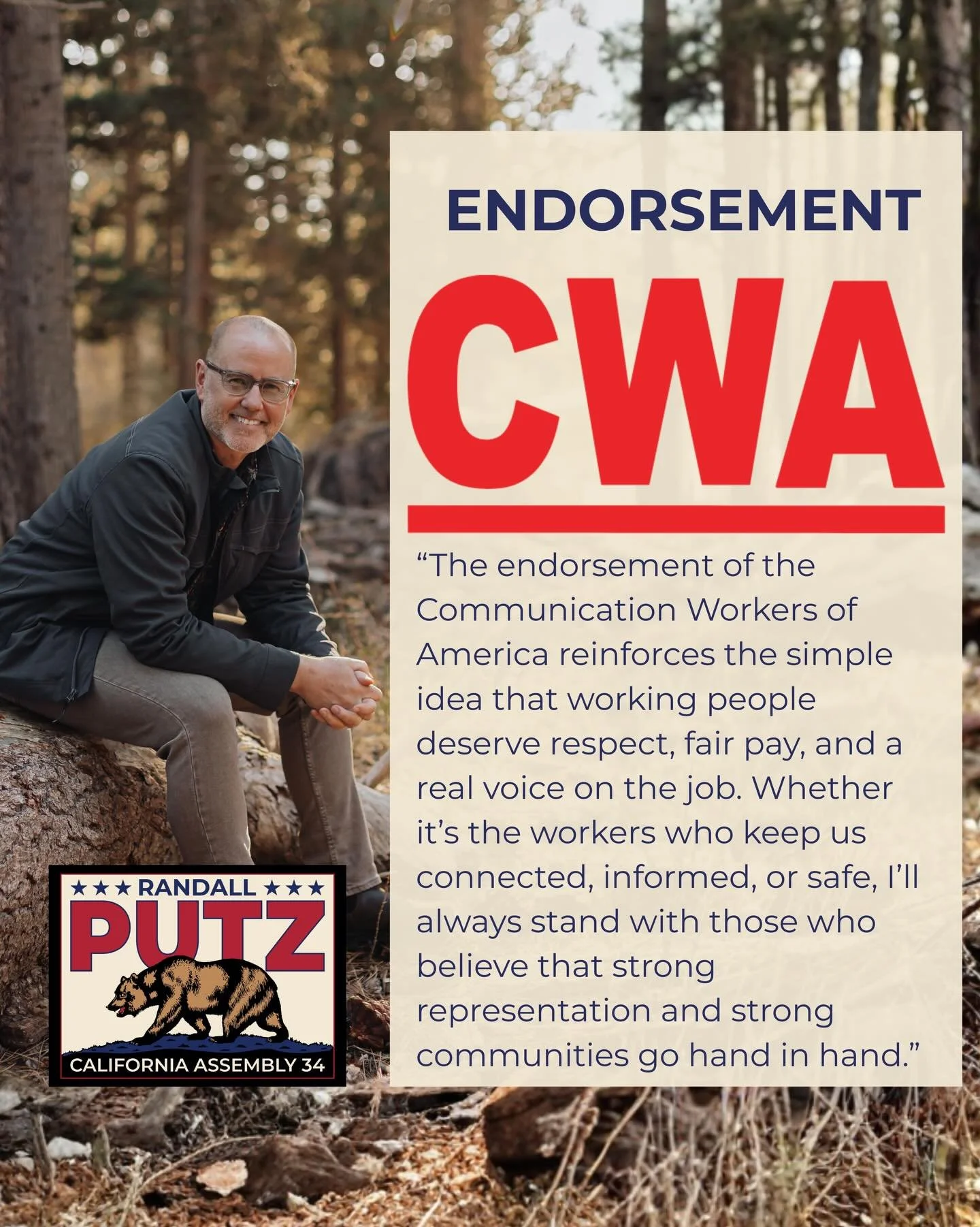 Support for needed change in District 34 continues to grow! I&rsquo;m proud to announce the Communication Workers of America (CWA) has endorsed my campaign! For more information and a list of other endorsements, visit my website putzforassembly.com