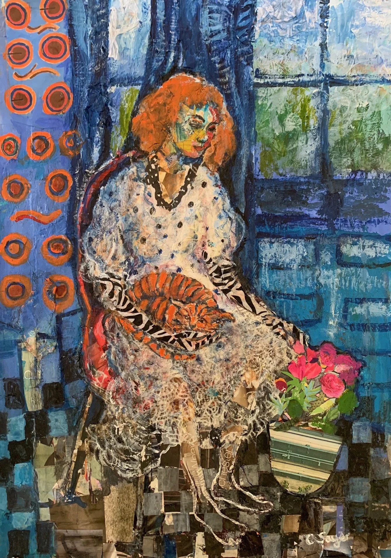 'The Orange Cat', collage 70x50cm (framed) £225