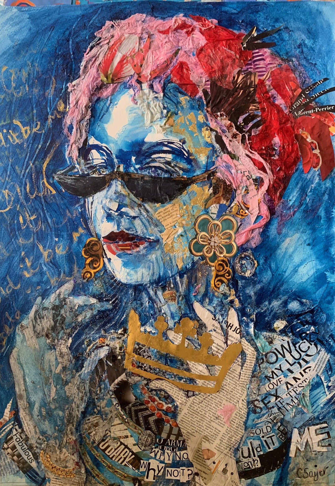 Why Not?  Collage with acrylics, (sold)