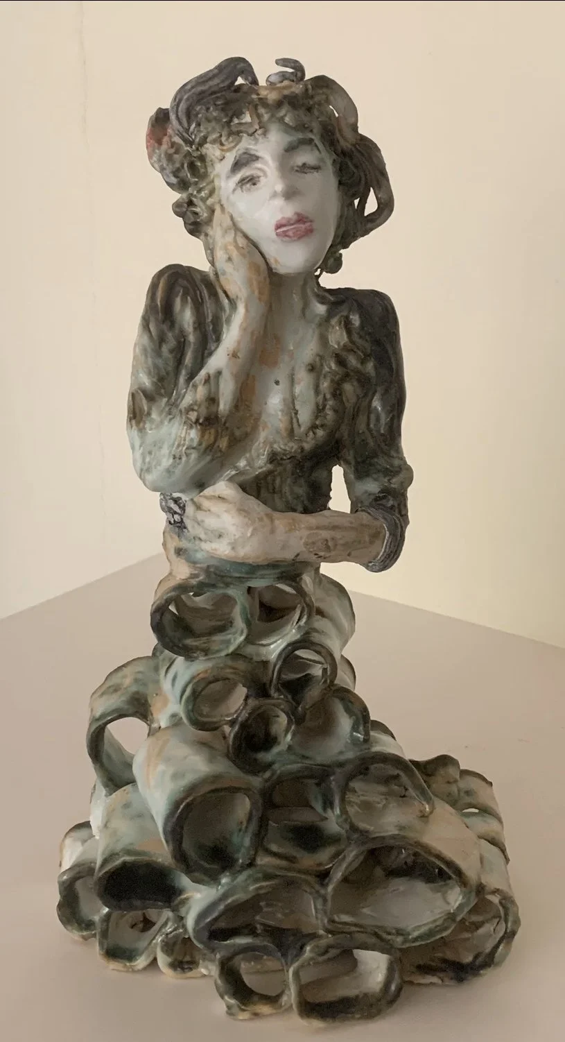 'Metamorphosis' stoneware with oxides and glazes £125 (Sold)