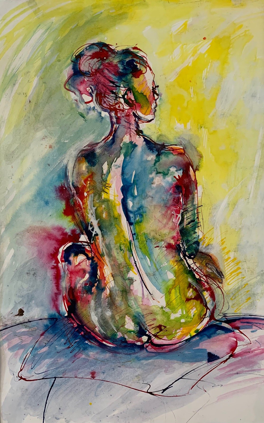 'Seated figure, rainbow colours' 70x50cm £95 (unframed)