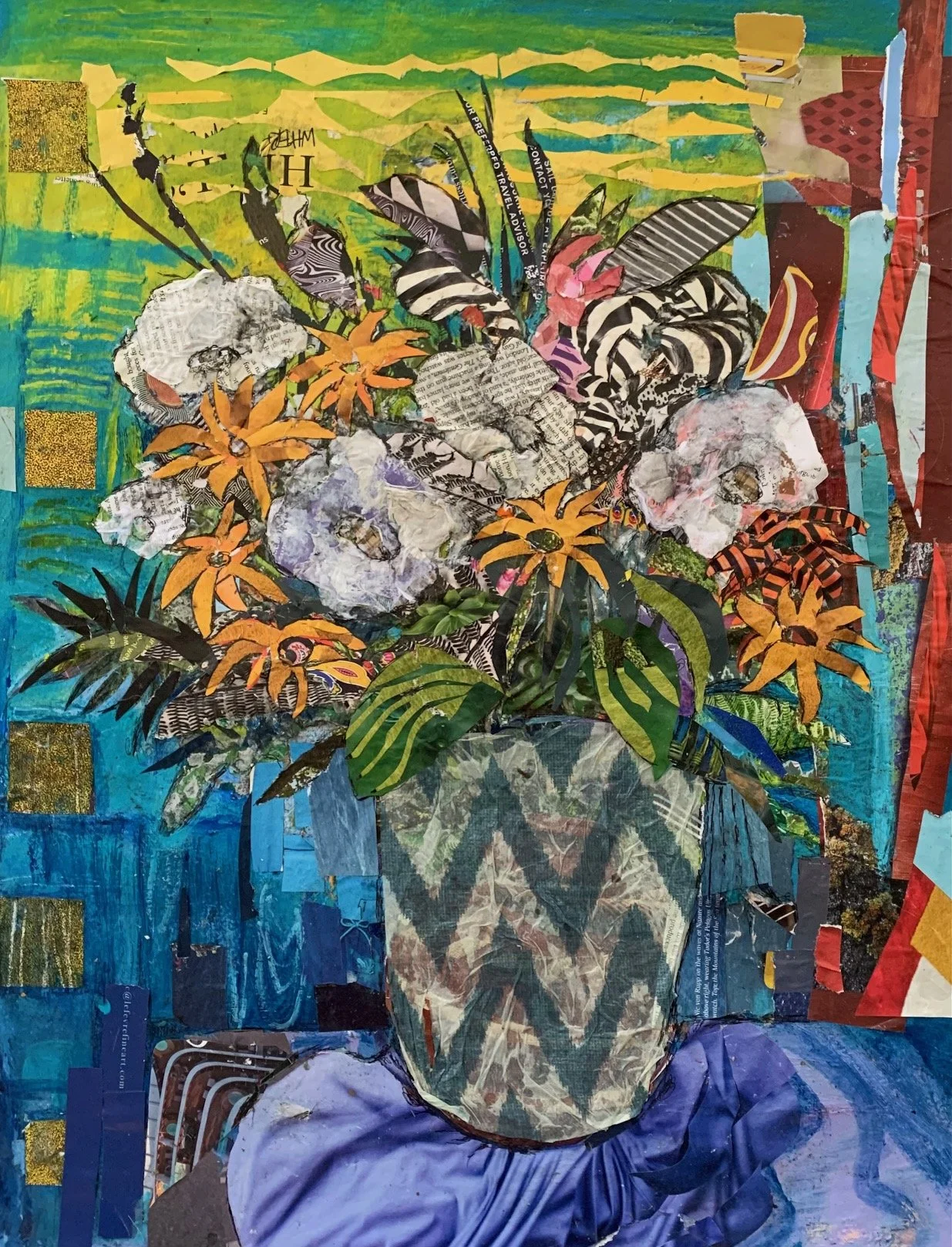 The Patterned Vase, collage, 50x70cm framed £175
