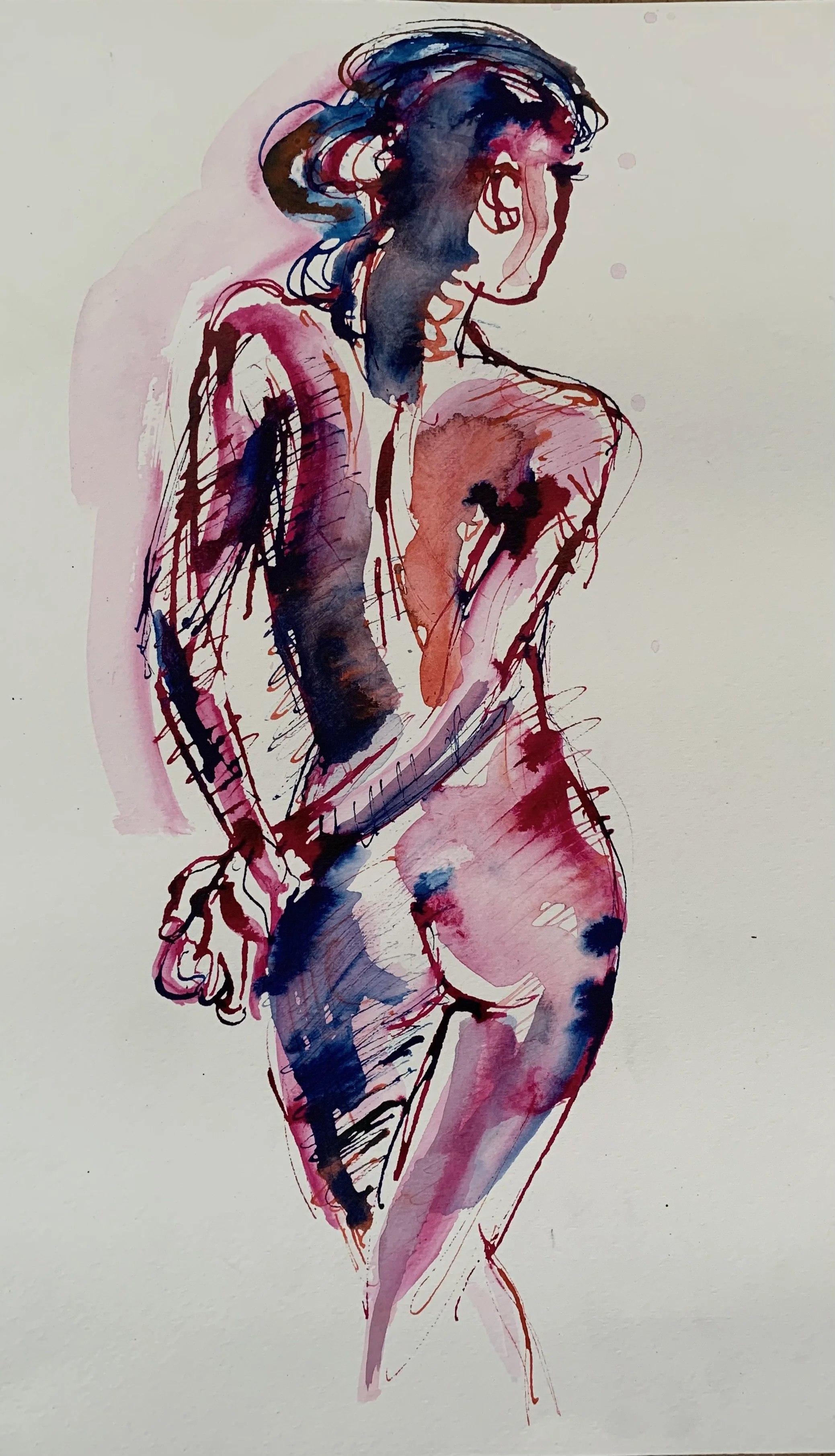 Standing figure, reds and lapis blue (SOLD)