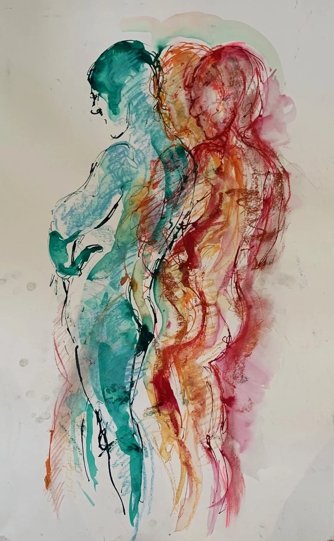'Standing figure, red and green' 70x50cm £95 (unframed)