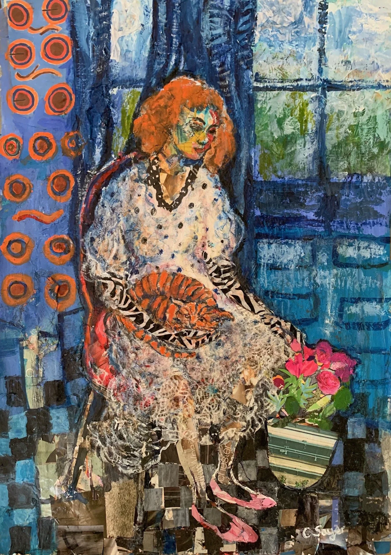 'The Orange Cat', collage, 70x50cm framed £225