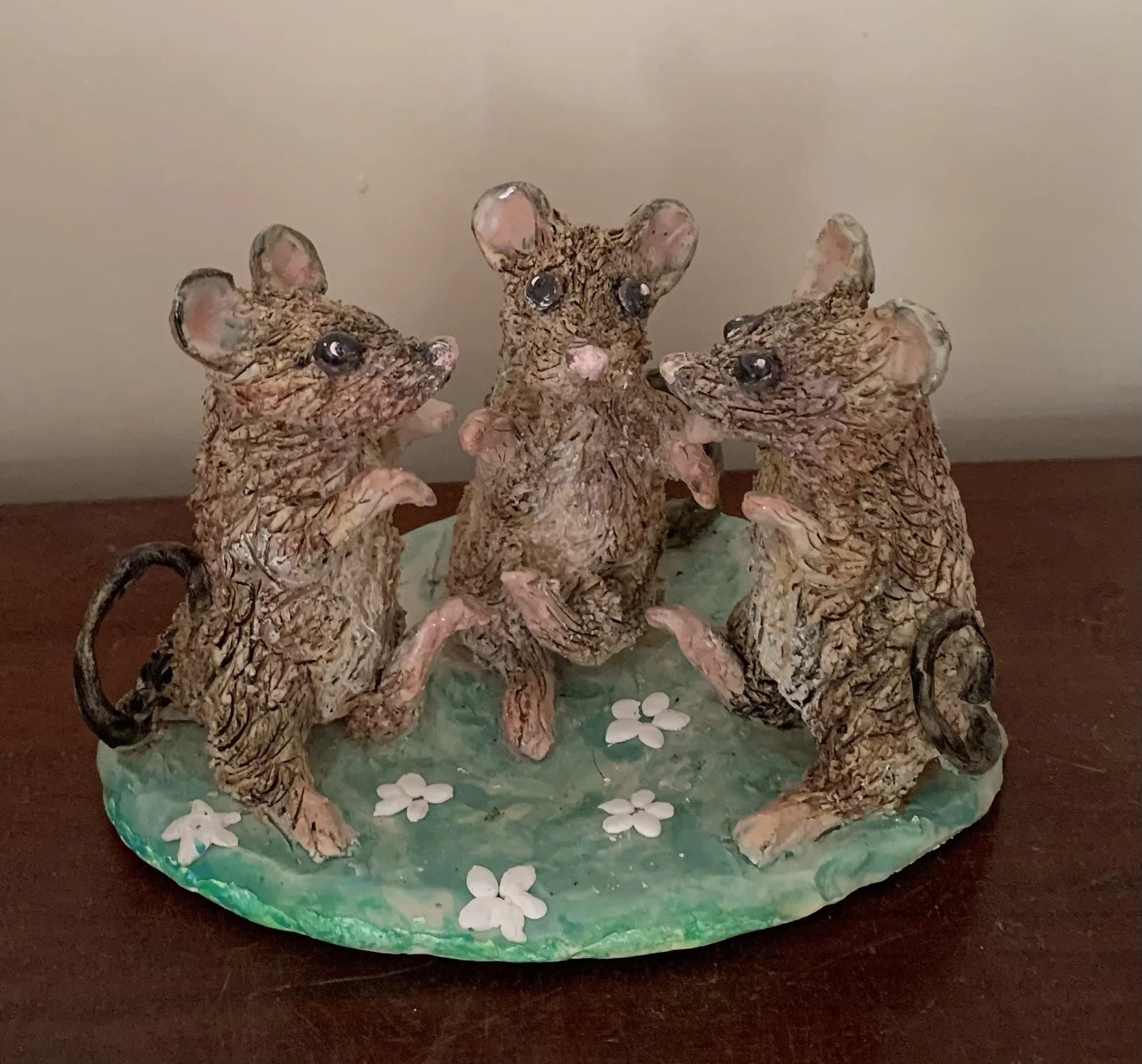 A Mischief of Mice, stoneware clay with underglazes, £125