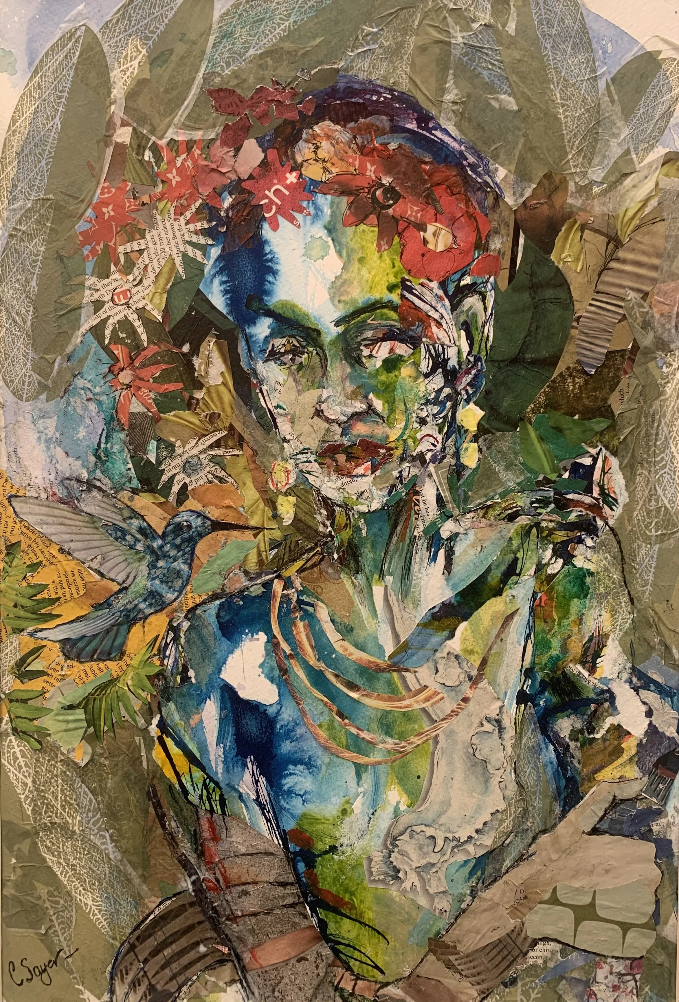 Portrait, girl with flowers (sold)