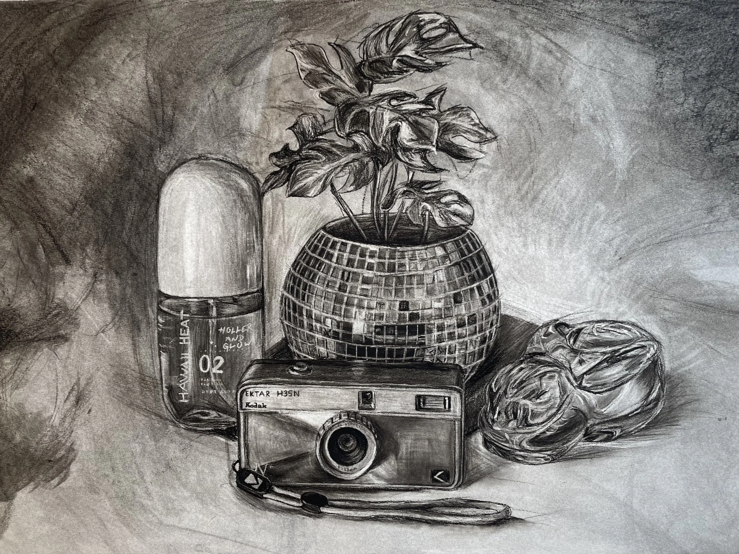 “After SD,” 2026. Charcoal on paper, 18 x 24 in.