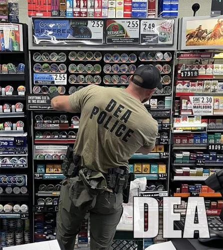 A DEA police officer shopping for chewing tobacco or smokeless tobacco products at a convenience store or gas station.